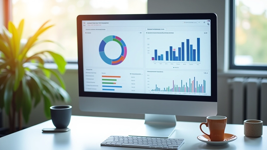Analytické grafy a statistiky na obrazovce s lineárním růstem