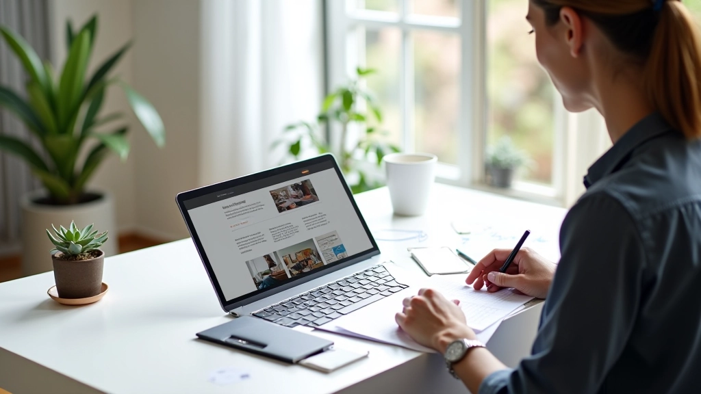 Návrhář pracující na webu s navigačními prvky na obrazovce